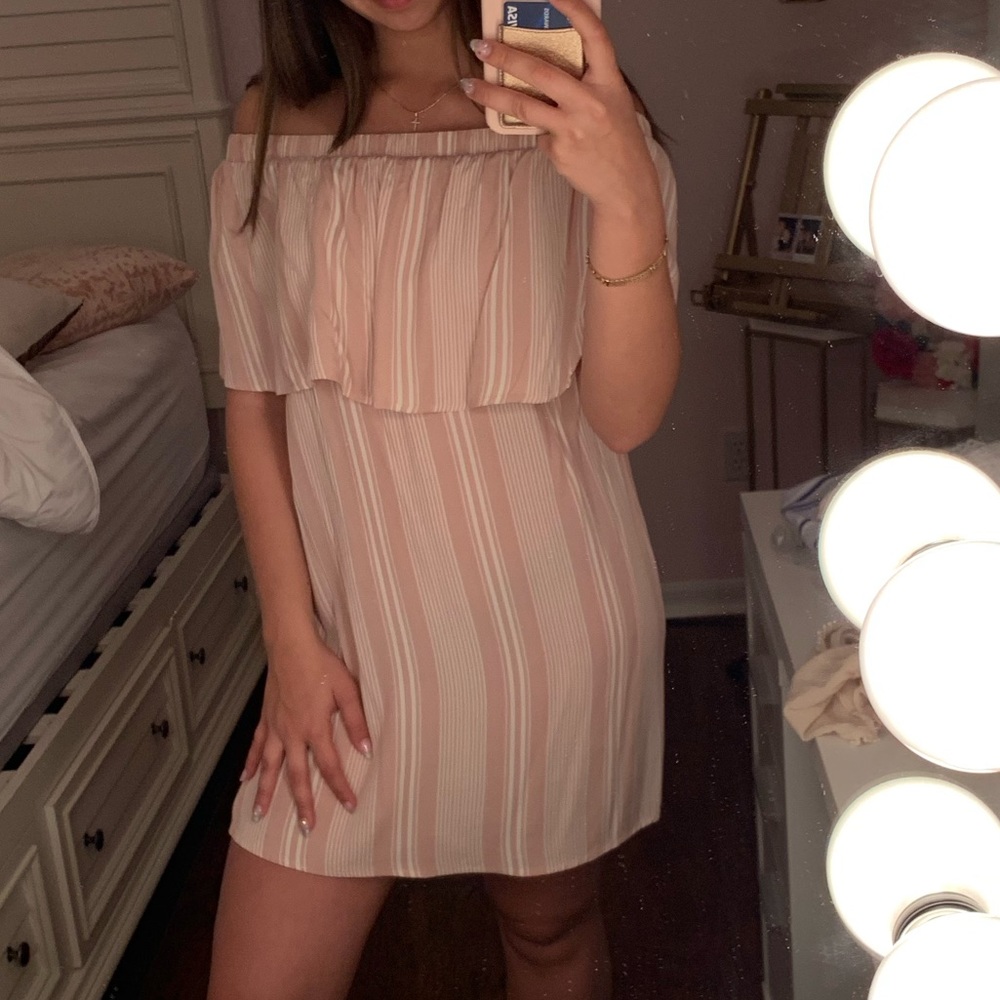 Forever 21 pink off the shoulder striped dress